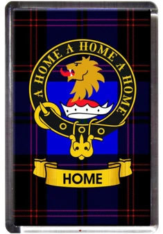 Home Clan Tartan Fridge Magnet with Scottish Clan Crest on Clear Acrylic Rectangular Base