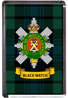 Shaw Tartan Fridge Magnet with Scottish Clan Crest on Clear Acrylic Base 