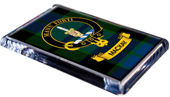 MacKay Clan Tartan Fridge Magnet with Scottish Clan Crest on Clear Acrylic Rectangular Base