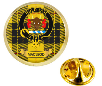 Scottish Clan Lapel Badge Pin Macleod Clan Crest Product Of Scotland Gold Colour