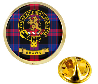 Scottish Clan Lapel Badge Pin Brown Clan Crest Product Of Scotland Gold Colour