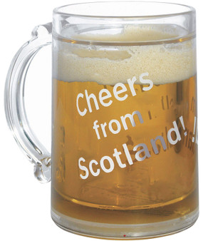 1/2pt Novelty Fun Everlasting Beer Mug Freeze Beer Looks Full Cheers From Scotland