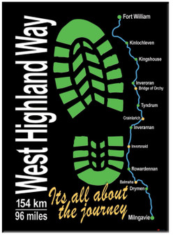 West Highland Way Boot Map Picture Metallic Magnet