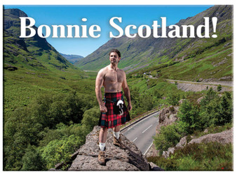 Bonnie Scotland We Love Kilts Mountain Pass Picture Metallic Magnet