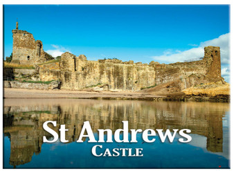 St Andrews Castle Ruins Sea View Scenic Metallic Magnet