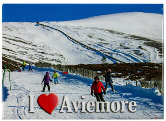 Aviemore I Love Skiing View Metallic Magnet