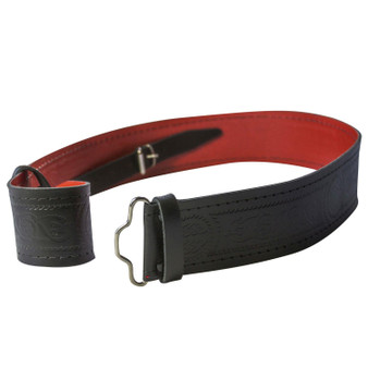 Lined Celtic Serpent Leather Hide Kilt Belt 2.25" Wide Scottish Made