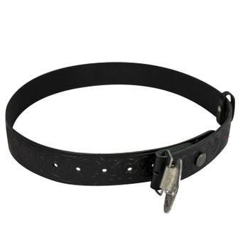 Celtic Thistle Leather Trouser Belt Snap & Oval Knotwork Buckle Set 1.5"