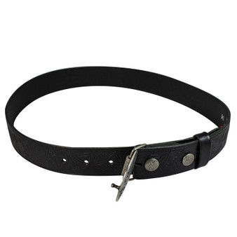 Celtic Stag Leather Trouser Belt Snap & Triskel Buckle Set 1.5"