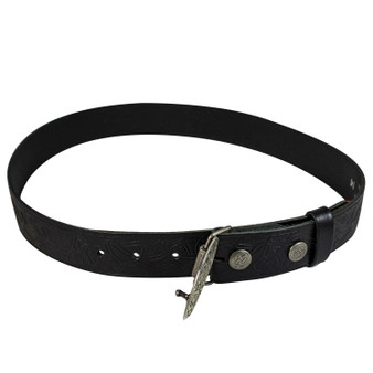 Celtic Stag Leather Trouser Belt Snap & Neverending Knotwork Buckle Set 1.5"