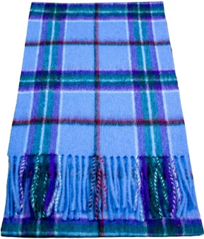 Clan Scarf World Peace Light Blue Tartan 100% Soft Lambswool Scottidh Gift for Men Women