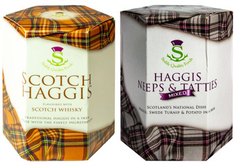 Scottish Haggis Scotch Whisky Flavour and Neeps & Tatties Haggis Mix Tin Selection of 2 Tins Made in Scotland