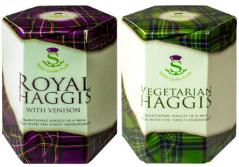 Scottish Venison Haggis with and Vegetarian Haggis Tin Selection of 2 Tins Made in Scotland