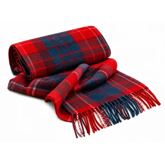 Luxury 100% Cashmere Scottish Clan Scarf Hamilton Red Modern