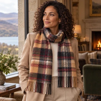 Cashmere Clan Scarf Stewart Camel Modern