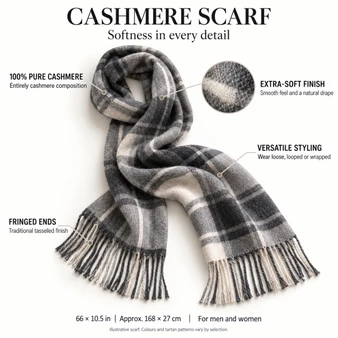 Luxury 100% Cashmere Scottish Clan Scarf Murray of Atholl Modern