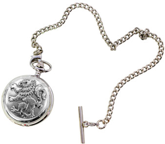 Pocket Watch 7 Design Quartz Polished Finish with T-Bar chain