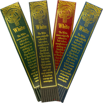 White Scottish Clan Name Leather Bookmark