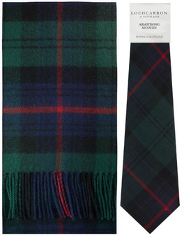 Armstrong Modern Tartan Brushwool Scarf & Tie Gift Set Scottish Clan