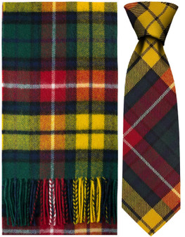 Buchanan Modern Tartan Brushwool Scarf & Tie Gift Set Scottish Clan
