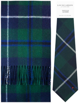 Douglas Modern Tartan Brushwool Scarf & Tie Gift Set Scottish Clan