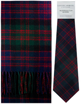 MacDonald Clan Modern Tartan Brushwool Scarf & Tie Gift Set Scottish Clan