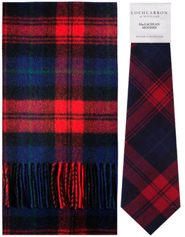 MacLachlan Modern Tartan Brushwool Scarf & Tie Gift Set Scottish Clan