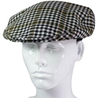 Mens Tartan Flat Cap Burns Check Modern Plaid Design Mens and Womens One size Elasticated Band Comfort Fit Scottish Made