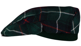Mens Tartan Flat Cap MacDonald Of The Isles Green Modern Tartan Plaid Design Mens and Womens One size Elasticated Band Comfort Fit Scottish Made