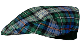 Mens Tartan Flat Cap MacKenzie Dress Ancient Tartan Plaid Design Mens and Womens One size Elasticated Band Comfort Fit Scottish Made
