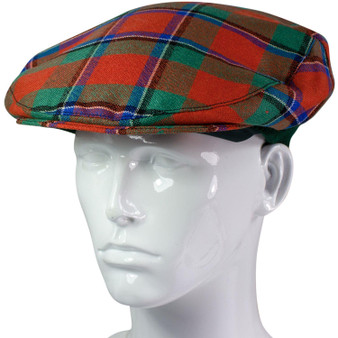 Mens Tartan Flat Cap Sinclair Ancient Tartan Plaid Design Mens and Womens One size Elasticated Band Comfort Fit Scottish Made