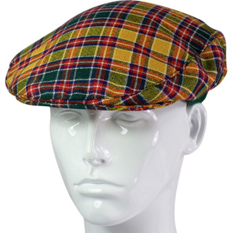 Mens Tartan Flat Cap Jacobite Modern Tartan Plaid Design Mens and Womens One size Elasticated Band Comfort Fit Scottish Made