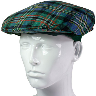 Mens Tartan Flat Cap Scott Green Ancient Tartan Plaid Design Mens and Womens One size Elasticated Band Comfort Fit Scottish Made