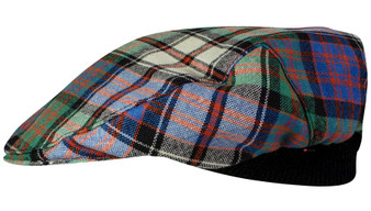 Mens Tartan Flat Cap MacDonald Dress Ancient Tartan Plaid Design Mens and Womens One size Elasticated Band Comfort Fit Scottish Made