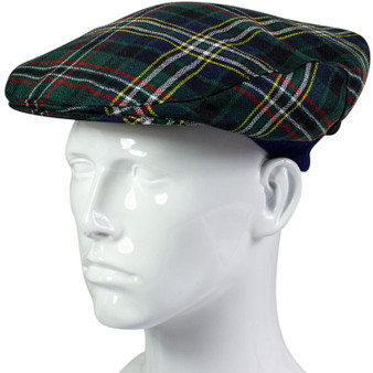 Mens Tartan Flat Cap Scott Green Modern Tartan Plaid Design Mens and Womens One size Elasticated Band Comfort Fit Scottish Made