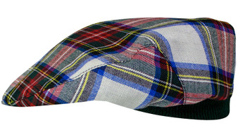 Mens Tartan Flat Cap Stewart Dress Modern Tartan Plaid Design Mens and Womens One size Elasticated Band Comfort Fit Scottish Made