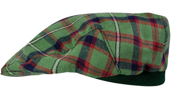 Mens Tartan Flat Cap Shaw Green Modern Tartan Plaid Design Mens and Womens One size Elasticated Band Comfort Fit Scottish Made