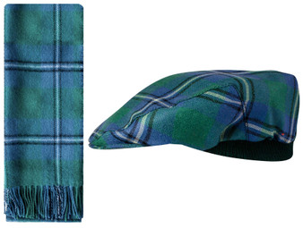 Lambswool Scarf & Flat Cap Matching Gift Set Irvine Ancient Tartan Plaid One Size