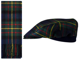 Lambswool Scarf & Flat Cap Matching Gift Set MacLaren Modern Tartan Plaid One Size