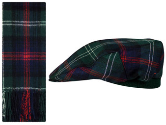 Lambswool Scarf & Flat Cap Matching Gift Set Sutherland Old Modern Tartan Plaid One Size