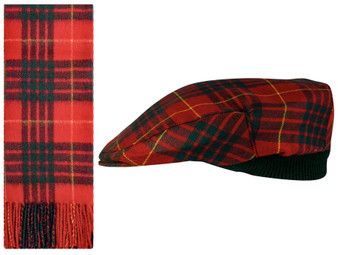 Lambswool Scarf & Flat Cap Matching Gift Set Cameron Modern Tartan Plaid One Size