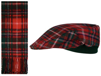 Lambswool Scarf & Flat Cap Matching Gift Set MacDougall Modern Tartan Plaid One Size