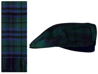 Lambswool Scarf & Flat Cap Matching Gift Set Keith Modern Tartan Plaid One Size