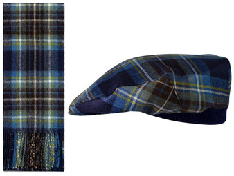 Lambswool Scarf & Flat Cap Matching Gift Set Holyrood Modern Tartan Plaid One Size