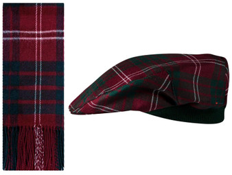 Lambswool Scarf & Flat Cap Matching Gift Set Crawford Modern Tartan Plaid One Size