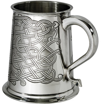 1 Pint Pewter Tankard with Celtic Knot Design Swan Handle 1 Pint Pewter Tankard with Celtic Knot Design Swan Handle