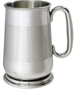 Pewter Tankard 1 Pint Howard Style Satin Banded with C Handle Pewter Tankard 1 Pint Howard Style Satin Banded with C Handle