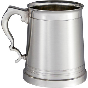 Pewter Extra Heavy Tankard 1 Pint Lanark Satin with Bright Detail