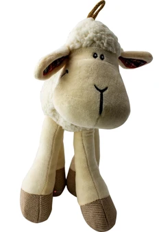 Sheep Soft Toy with Long Legs Soft White Fur with Embroidered Thistle