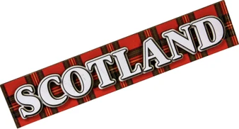 3D Fridge Magnet Scotland Banner Scottish Souvenir Gift on Red Tartan background